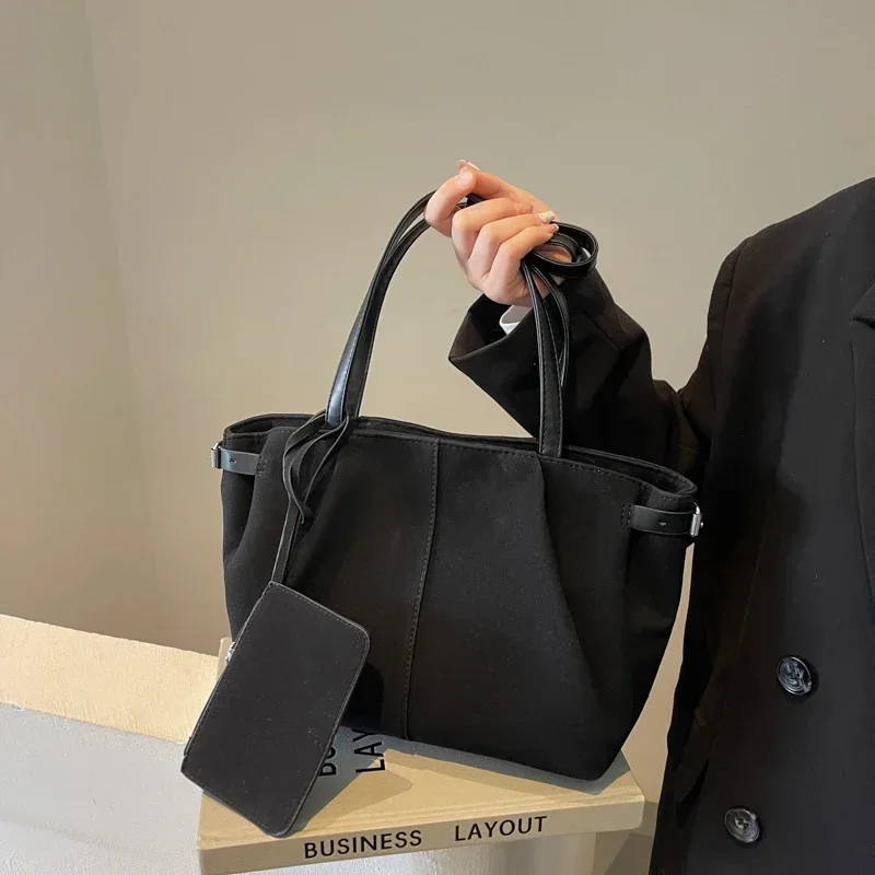 Velvet Zipper 2024 High Quality Shoulder Bag Solid Color Baoding Fashion Handbag Simple Large Capacity Popular Soft Tote Bag