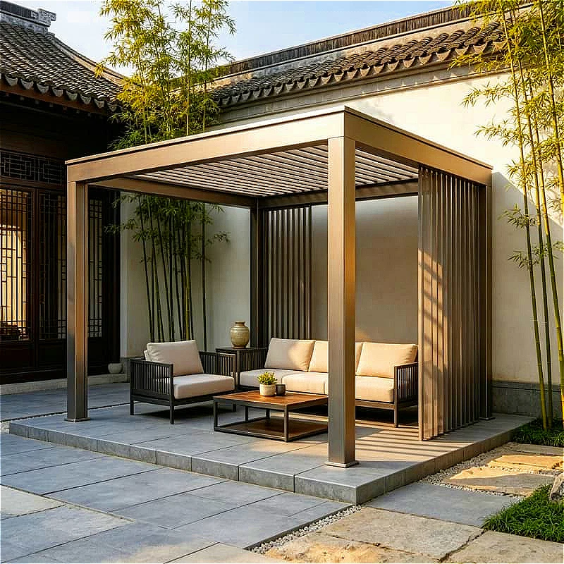 Modular System Pergola 4x4m Aluminum Motorized Louvered Waterproof Roof For Patio Garden Backyard Carport Gazebo Customized