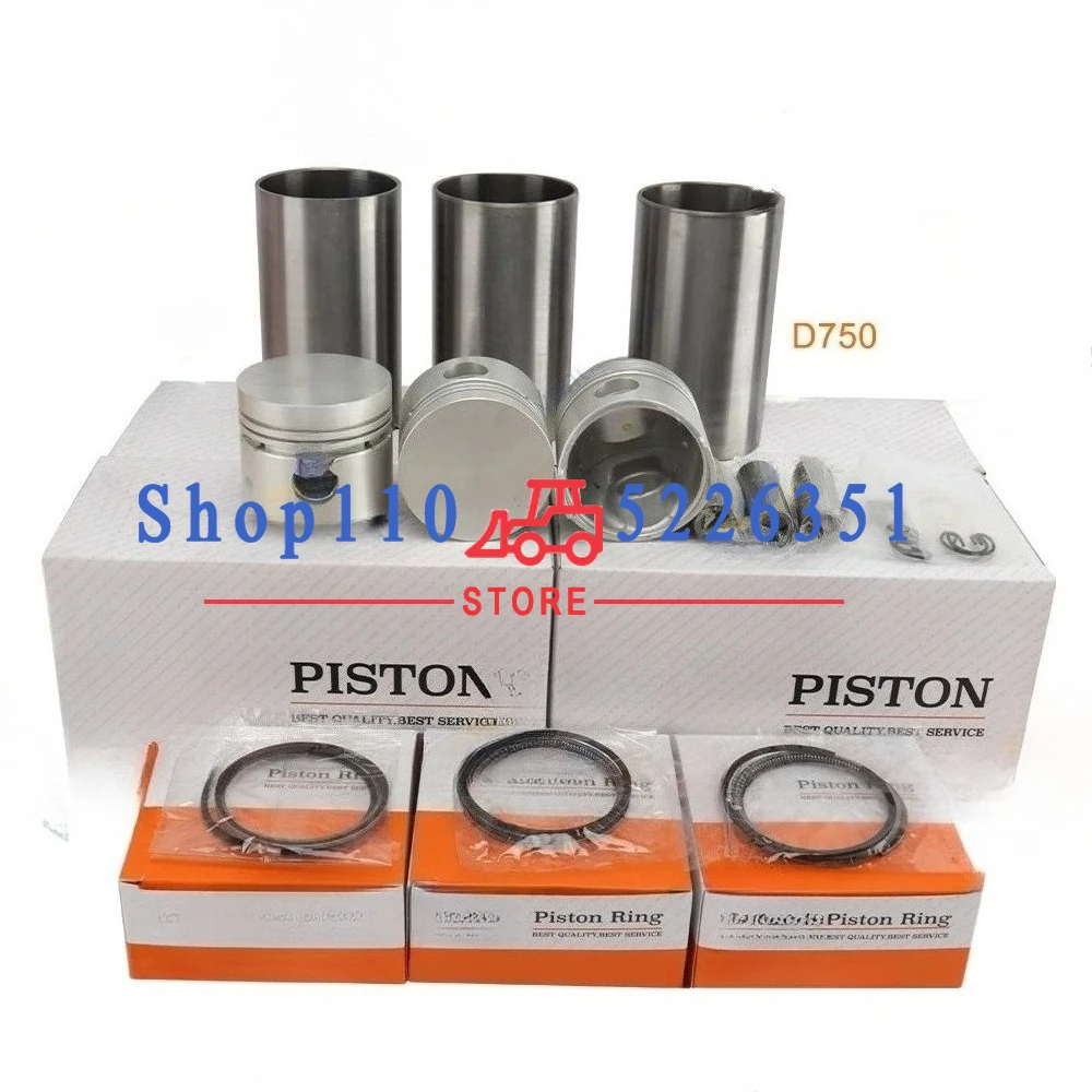 Overhaul Rebuild Kit D750 For Kubota Piston Rings Cylinder Liner Full Gasket Set  Engine Part D750-B B5200 B71 Truck
