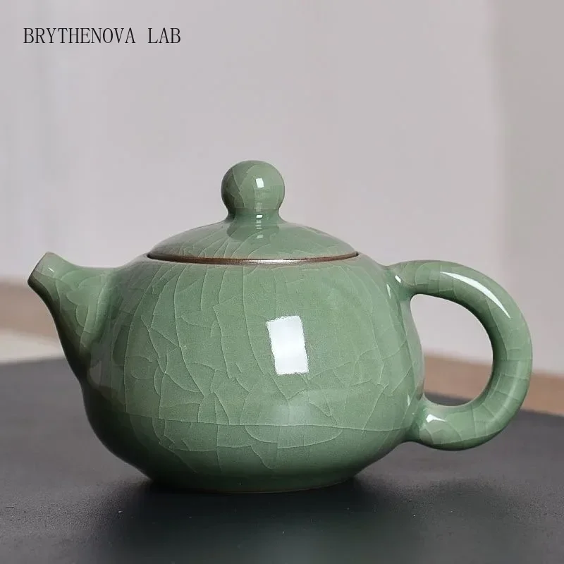 Longquan celadon, small teapot, ice crack glaze, Ceramic Teaset, Kungfu Tea Pot, About 140ML Onsale~
