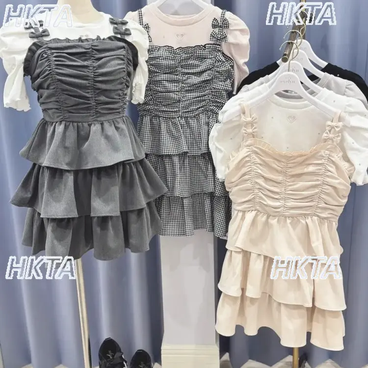 Soft Cute Semi-cut Out Heart Embroider Rhinestone Stacked Short-sleeved Tshirt New Summer T Shirt Tops Japanese Lolita Girl