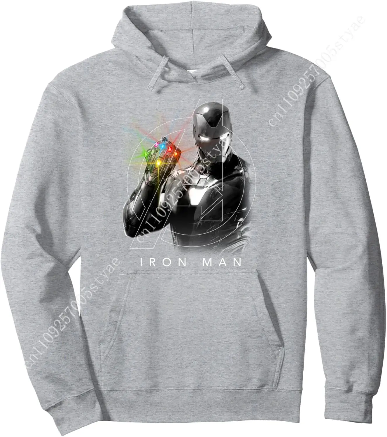 

Marvel Avengers Endgame Glowing Stones Logo Overlay Portrait Pullover Hoodie