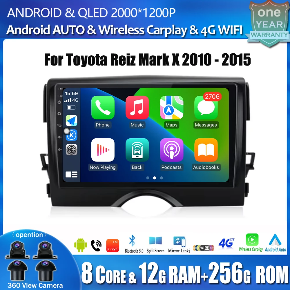 

Android 14 Auto Radio Wireless CarPlay для Toyota Reiz Mark X 2010-2015 Wi-Fi Автомобильный мультимедийный GPS-навигатор с сенсорным экраном