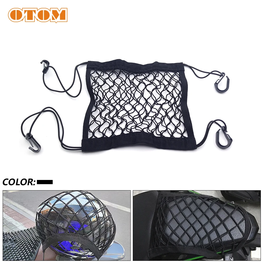 OTOM Motorcycle Luggage Helmet Net 4 Hooks Cargo Mesh Straps Fuel Tank Mesh Bag Lashing Belt Adjustable Scooter Elastic Rope