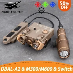 DBAL-A2 tática Airsoft Verde Vermelho Azul Sem Wadsn M300A M600 M600C Lanterna Com Interruptor de Controle Duplo Caça Acessório Wad