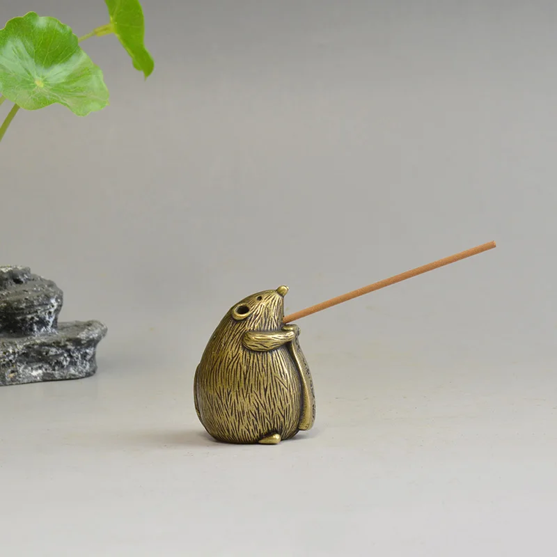 Hollow Brass Lucky Mouse Statue Bring Wealth Feng Shui Home Decoration Desktop Ornament Cute Animal Rat Figurines Incense Holder