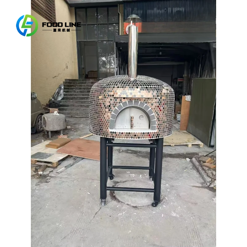 Customized Dome‑Shape Mosaic Tile Wood Fired Pizza Oven Brick Pizza Oven Stainless Steel Chimney for Backyard Patio Cooking