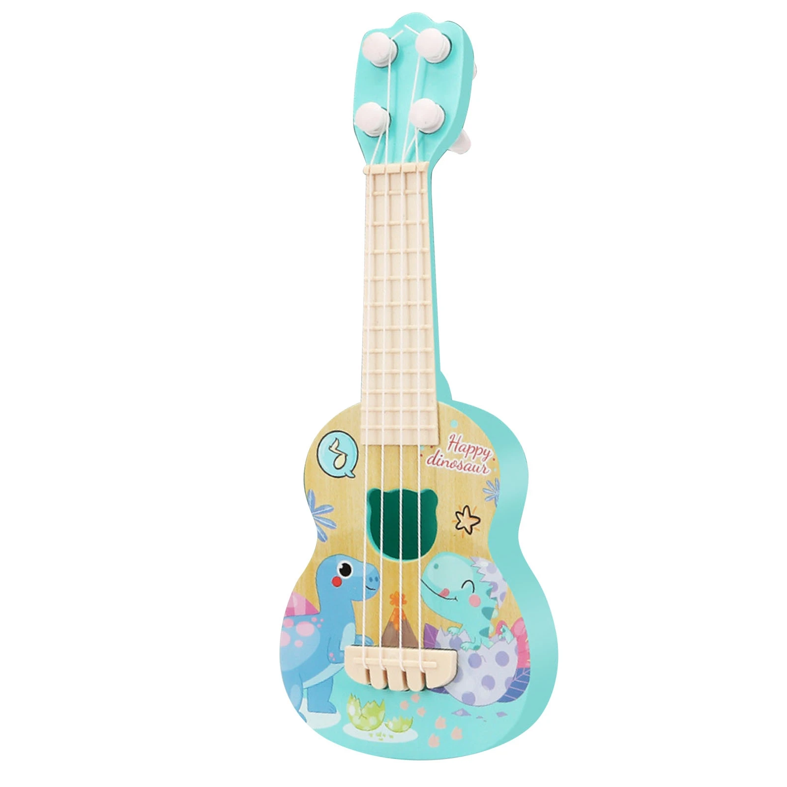 Toddler Ukulele Guitar Toy Cartoon Mini 4 Strings Kids Children Educational Learning Musical Instrument Dinosaur Pattern