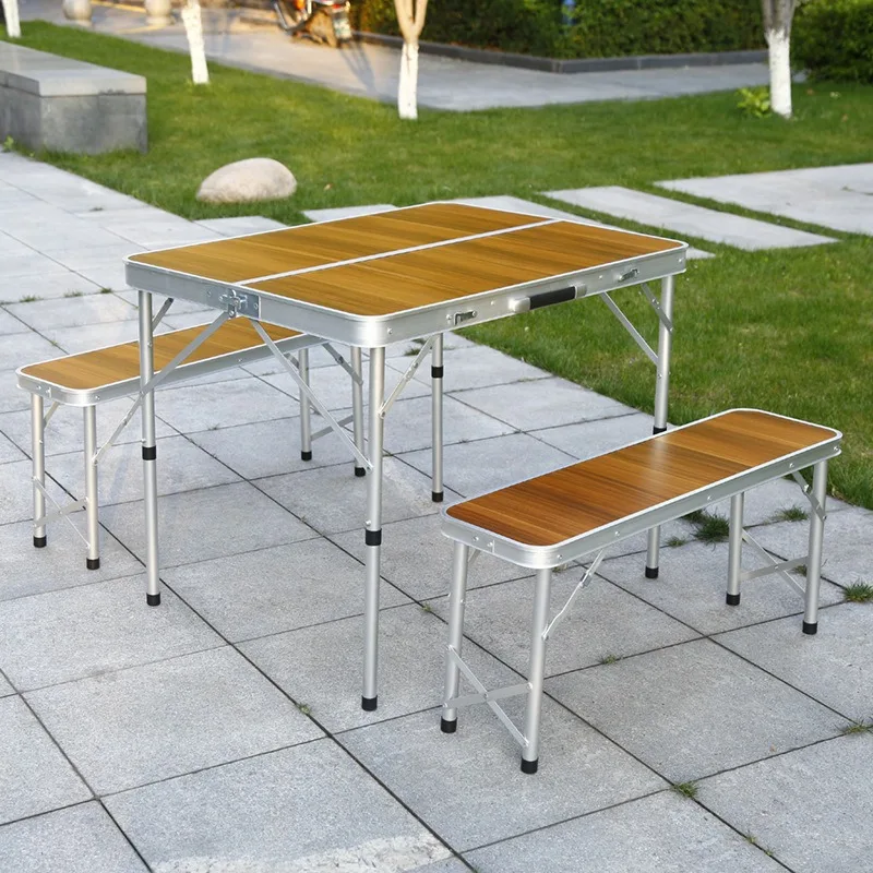 Portable one-piece aluminum alloy folding tables and chairs, outdoor portable barbecue picnic night market stall table custom