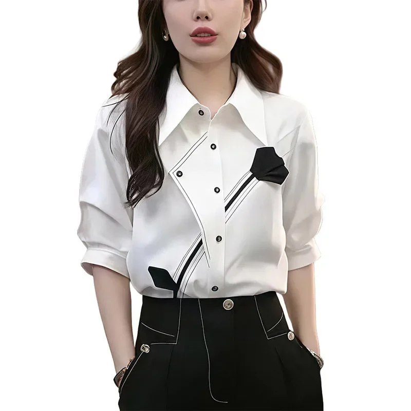 

Женская футболка с короткими рукавами и трехмерным цветочным дизайном, новый стиль, свободная и тонкая