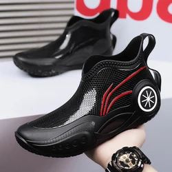 Men's Outdoor Short Tube Fishing Rain Boots Fashion Non-slip Waterproof Rain Boots Indoor Kitchen Work Rain Boots Car Wash Boots