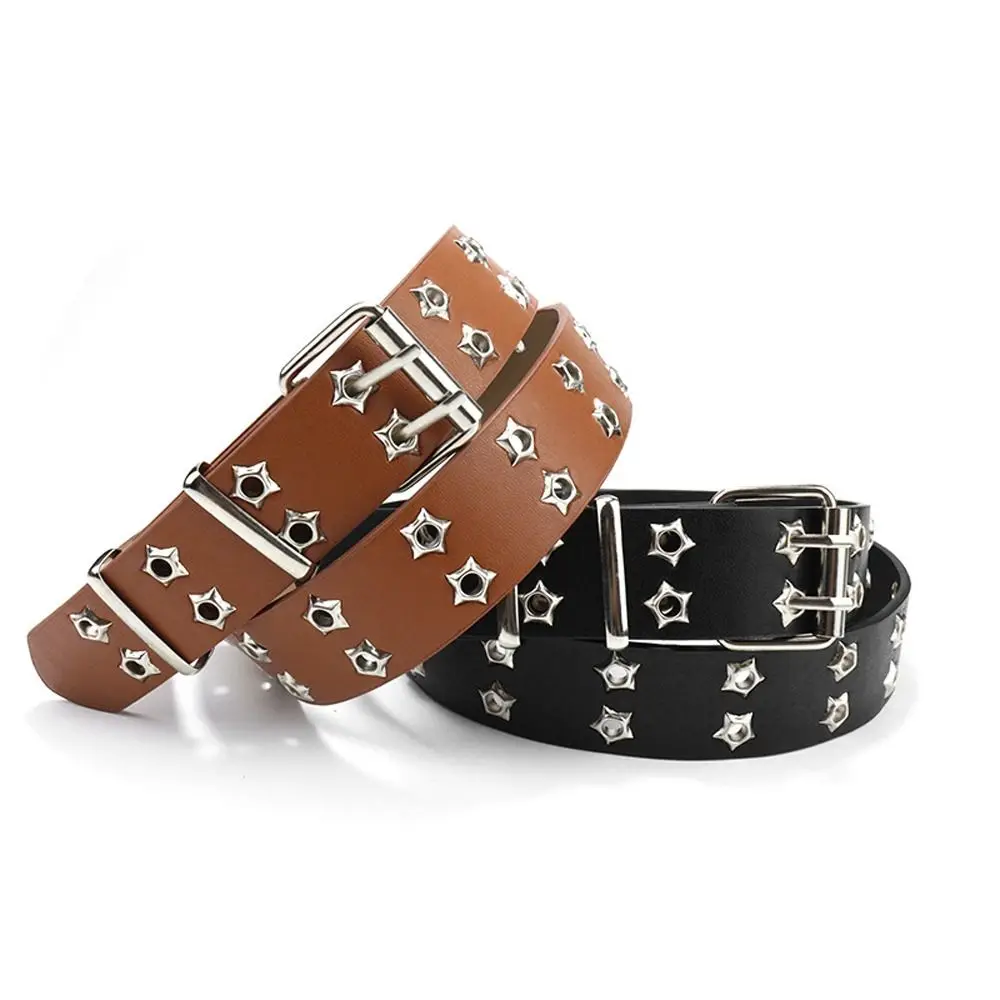 قابل للتعديل ستار هول مشبك معدني حزام الملحقات واسعة الجانب النساء حزام الخصر الكورية أحزمة مزدوجة جروميت حفرة حزام الخصر #6