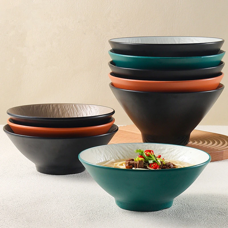 Nordic Melamine Ramen Bowls Plastic Imitation Porcelain Noodle Soup Bowl Pretty Tableware Salad Noodles Rice Kitchen Hotel