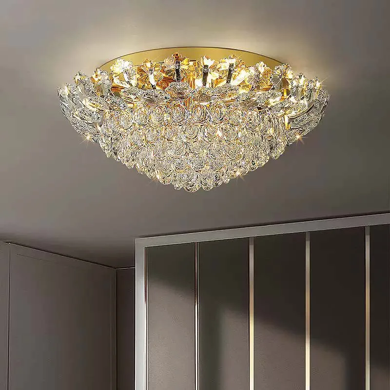 Loft flower Lighting Crystal Ceiling light Chandelier for Dining Room Modern Led Ceiling Hanging Lamp for Living Room Villa