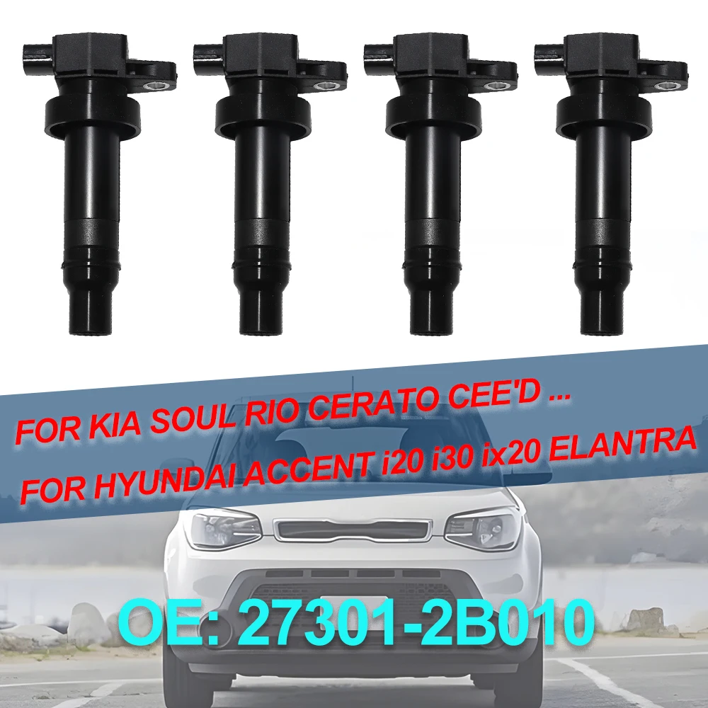 

1-4Pcs 273012B010 Ignition Coils For HYUNDAI CRETA 1.6 2016-2021 ACCENT IV ELANTRA i30 ix20 HB20 HB20X KIA SOUL RIO SELTOS UF636