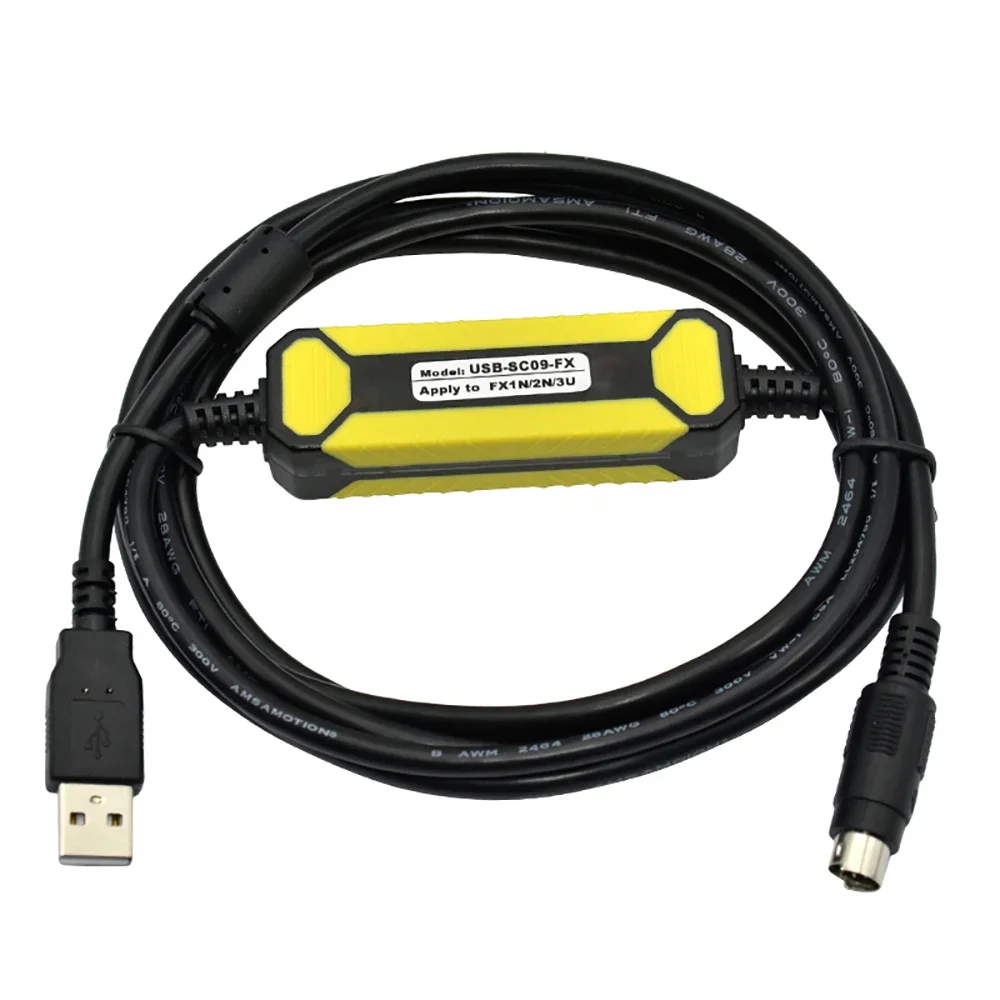 USB-SC09-FX PLC Programming Cable For Mitsubishi FX2N/FX1N/FX0N/FX0S/FX1S/FX3U Series Compatible With FX-USB-AW