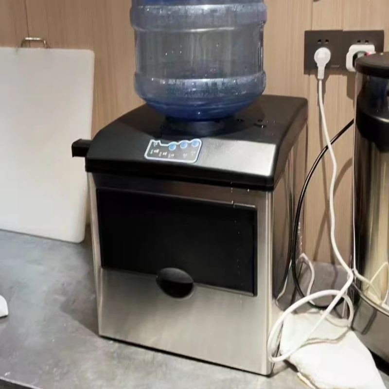 25KG Electric Ice Maker Commercial Grade Multifunctional Household Ice Cube Maker with Automatic English Panel for Bottled Water