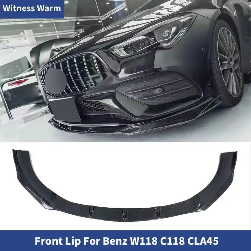 Diffuseur de séparateur de becquet de menton de lèvre de pare-chocs avant en carbone pour Mercedes Benz CLA W118 CLA45 2020 2021, Protection du kit de carrosserie