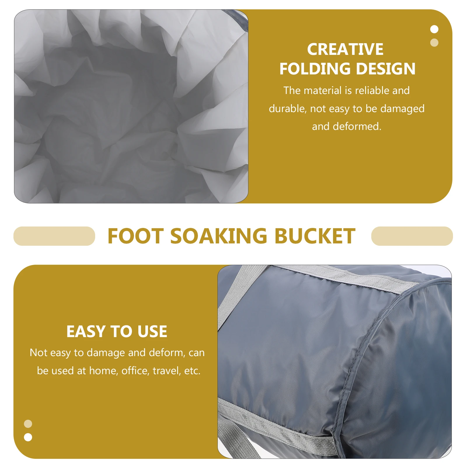 

Portable Foot Soaking Bucket Spa Basin Foldable Travel Light Grey Durable Reliable Material Anti Deformation Foot Massage