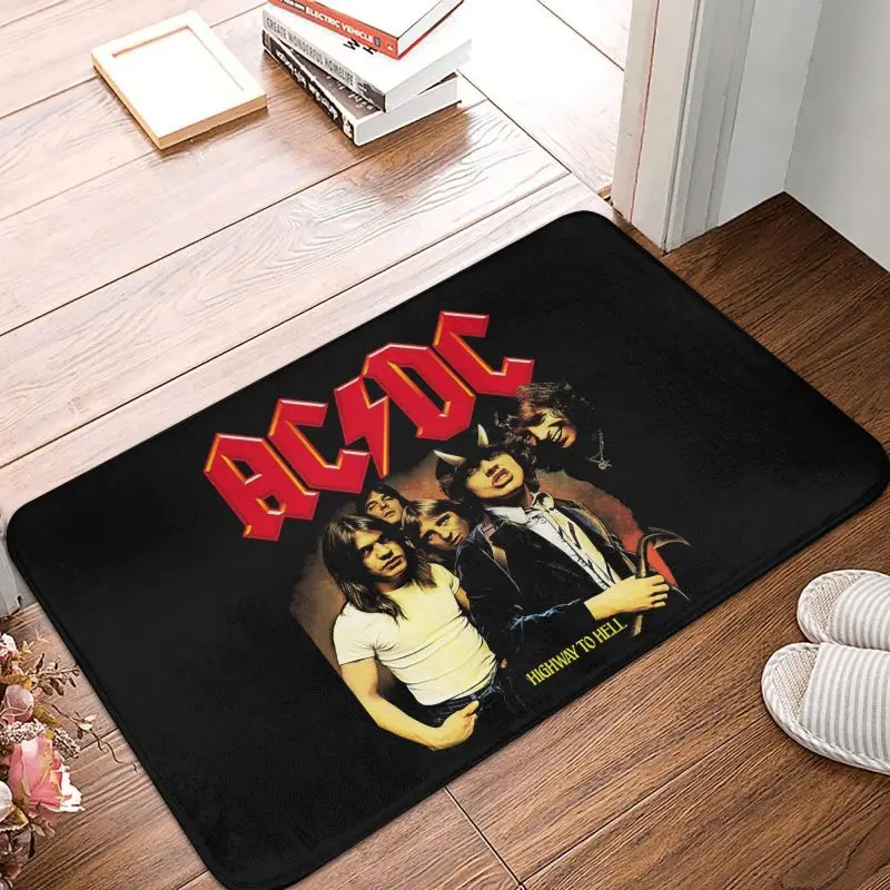 Vintage Rock AC DC Door Floor Bath Kitchen Mat Anti-Slip Indoor Heavy Metal Music Band Doormat Garage Entrance Rug Carpet