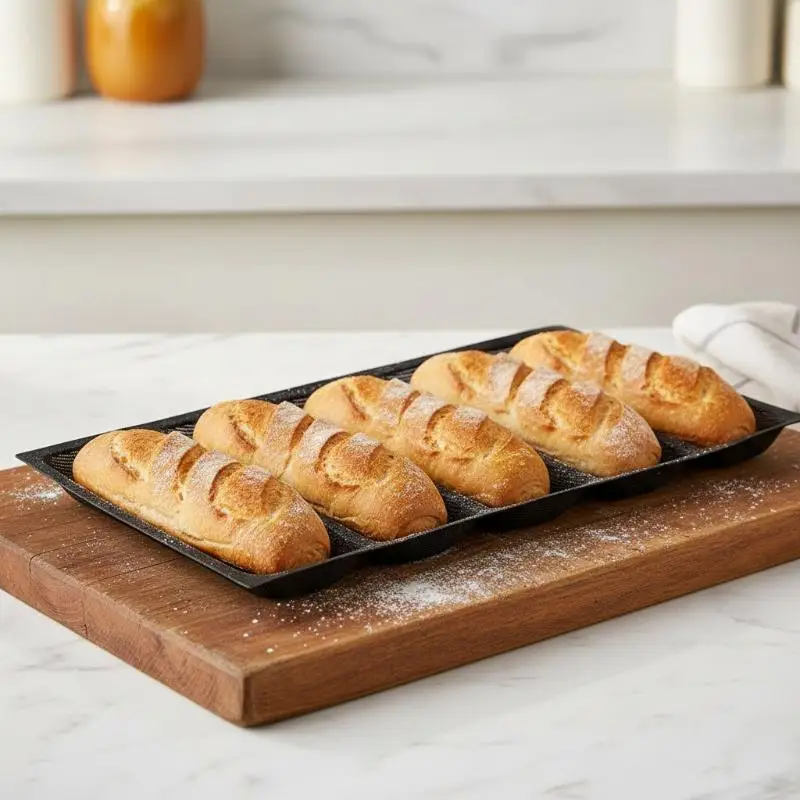 5-Cavity Reusable Silicone Mold Long Bread Shape Non-stick French Bread Baking Pan Tool Chocolate Cake Mold Baking Accessories
