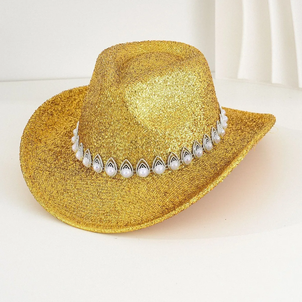 Hongluan glitter traje chapéu adulto & cowboy chapéus strass para mulher, cowboy cosplay acessórios femininos & cowgirl boné