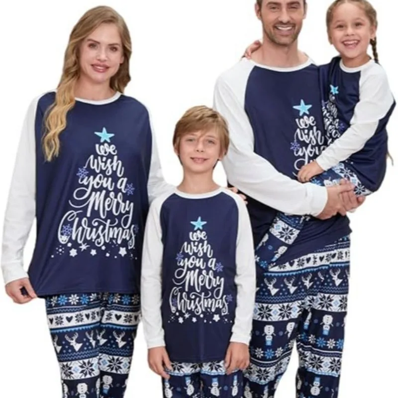 Christmas Cosplay Costume Pajama Parent-child Printed Long Sleeved Two-piece Set Holiday Party Role Playing Outfits for Unisex
