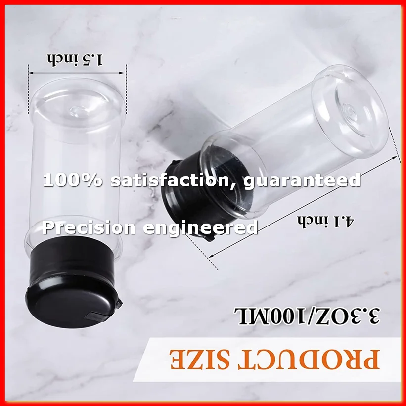 

50Pcs Plastic Spice Jars with Shaker Lids Spice Containers Plastic Spice Bottles Seasoning Shaker Jars 3.3Oz/100Ml Black-A09G