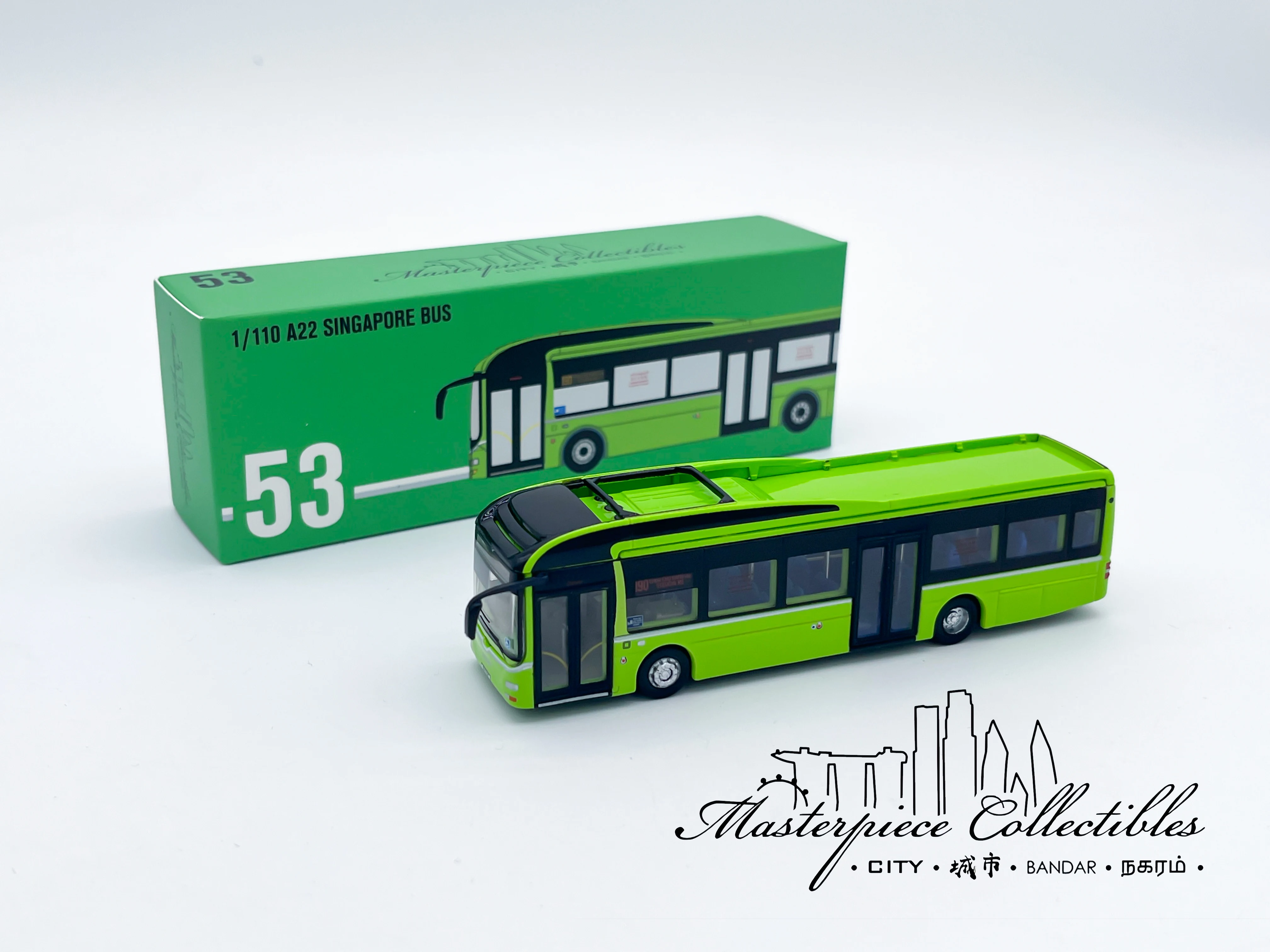 

Masterpiece Collectibles 1/110 A22 SINGAPORE BUS GREEN Collection of die-cast alloy car model ornaments