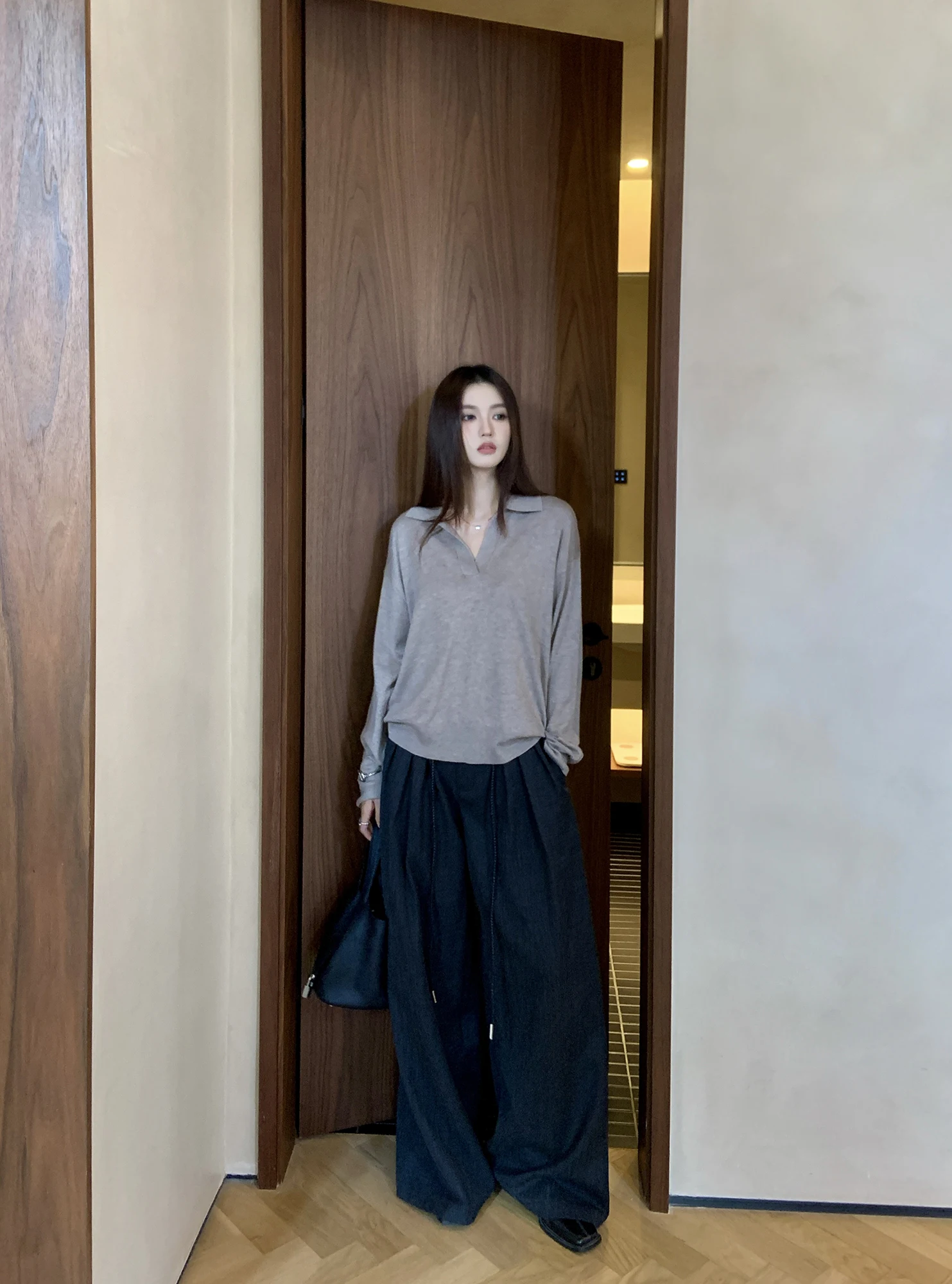 

Новые женские брюки с высокой талией, широкими штанинами, свободного кроя, повседневные, удлиненные, универсальные, стройнящие, прямого кроя, для осени и зимы