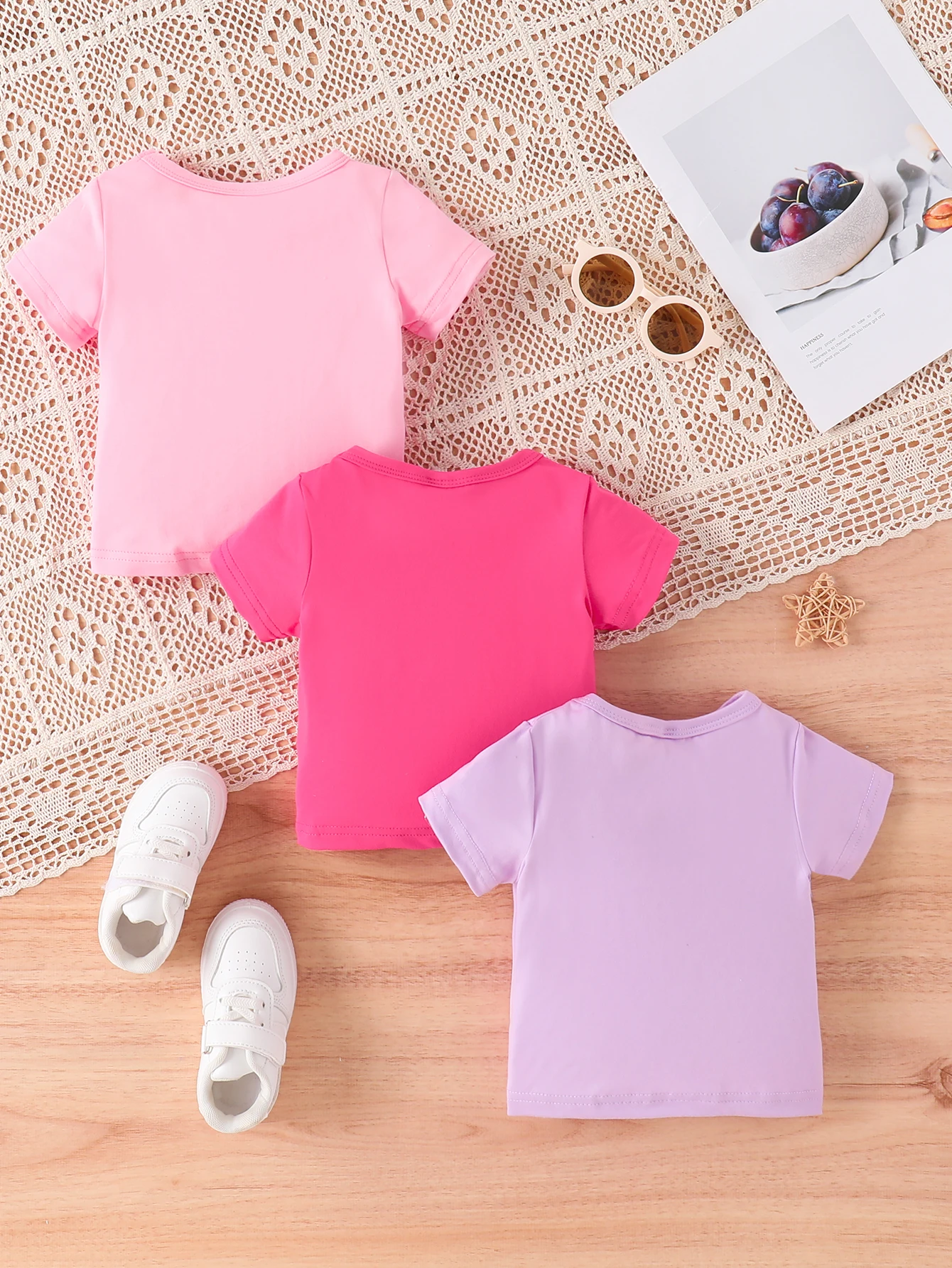 0-2 year old newborn baby summer cartoon printed short sleeved top T-shirt three piece set