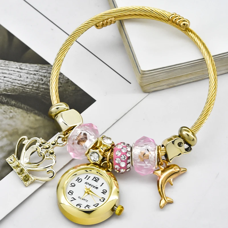 Женские часы-браслет Love со стильным декором, изысканные круглые кварцевые часы, повседневная элегантность
