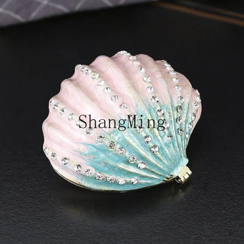 

CL jewelry box shell shape rhinestone inlaid Yizhifu craft gift painted shell
