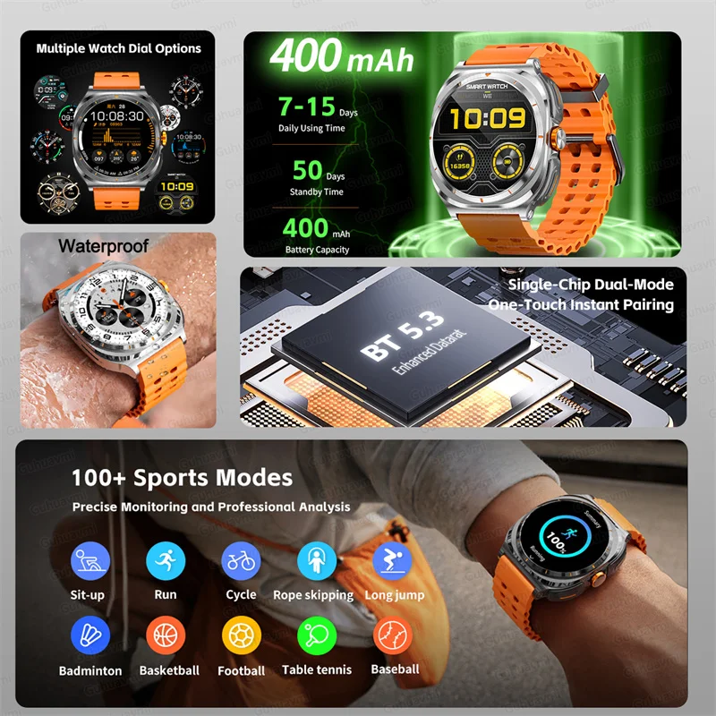 2025new esportes ao ar livre relógio inteligente masculino tela amoled freqüência cardíaca à prova dwaterproof água chamada tws fone de ouvido smartwatch esportes fitness rastreamento