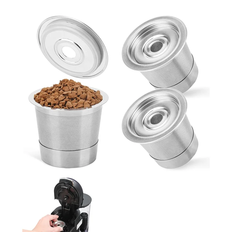 3 Pack Stainless Steel Reusable Pods For Ninja Dual Brew Coffee Maker, Permanent K Cups Filters