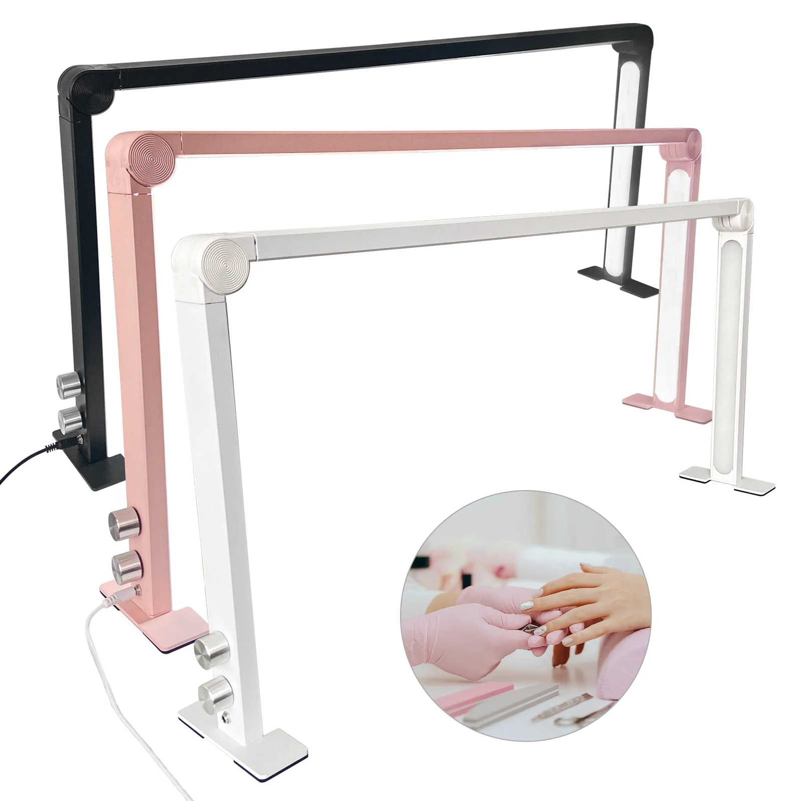 meia lua dobravel prego luz botao interruptor manicure worktable lampada beleza fill light retangulo praca tech desk lamp 36w 01