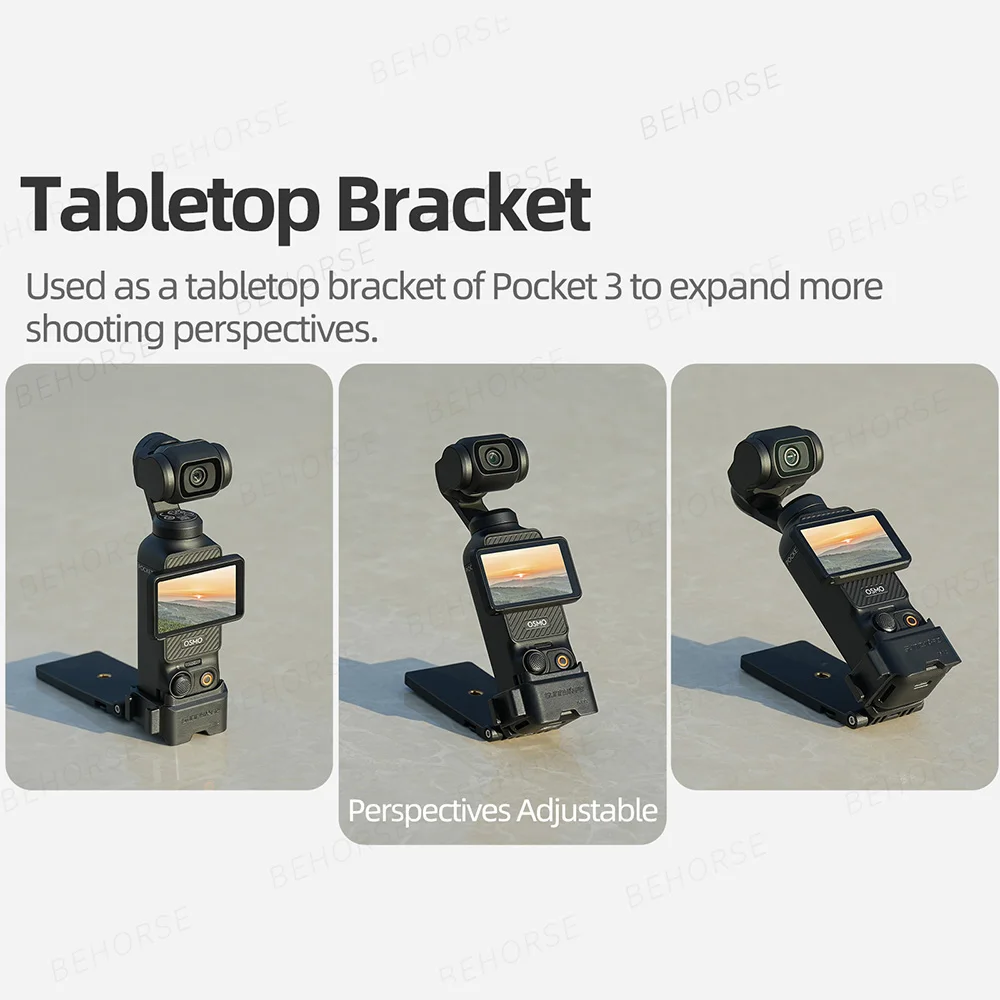 حامل مغناطيسي لأذن القط لـ Osmo Pocket3 حامل سطح المكتب مع دعامة مهايئ توسيع الحذاء البارد لملحقات DJI Osmo Pocket 3