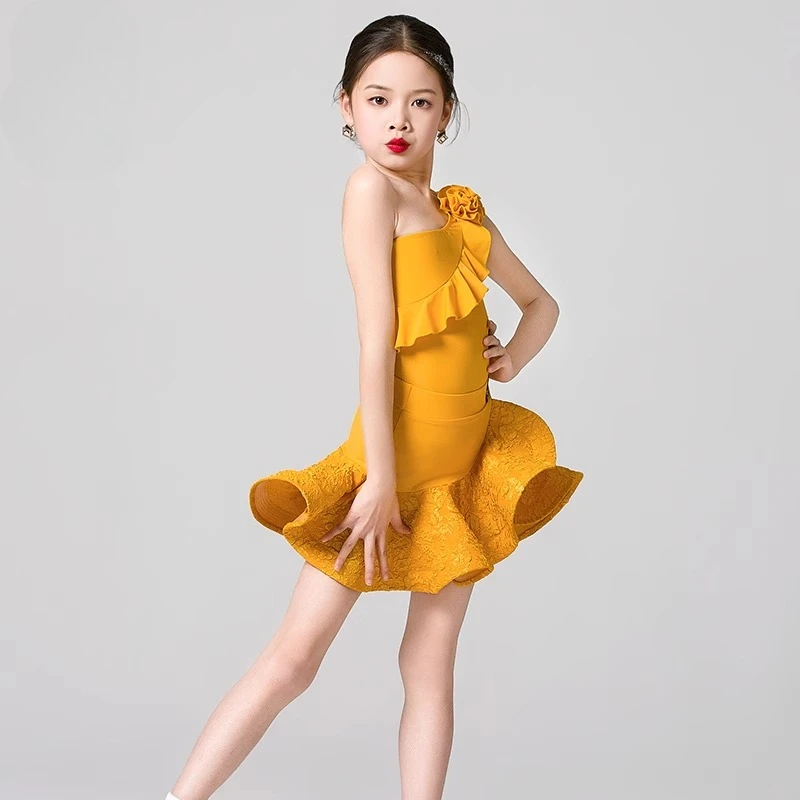 상차이이 라틴댄스 트레이닝복 (여아용) - 고급 어린이 공연용 세트