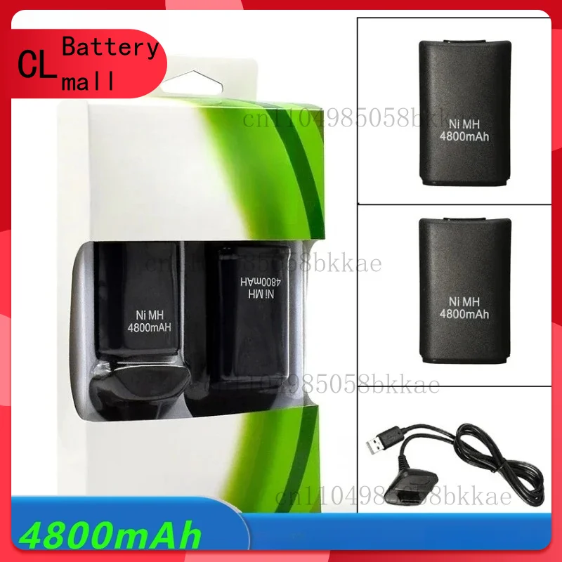 

2Pcs 4800mAh Rechargeable Battery with 1 Charging Cable for Xbox 360 Gamepad Batteries Wireless Controller Battery