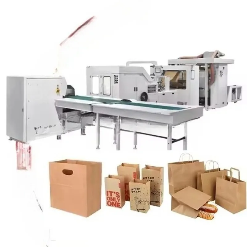 High Efficiency Kraft Paper Shopping Bag Machine With Square Bottom Production Equipment Factory