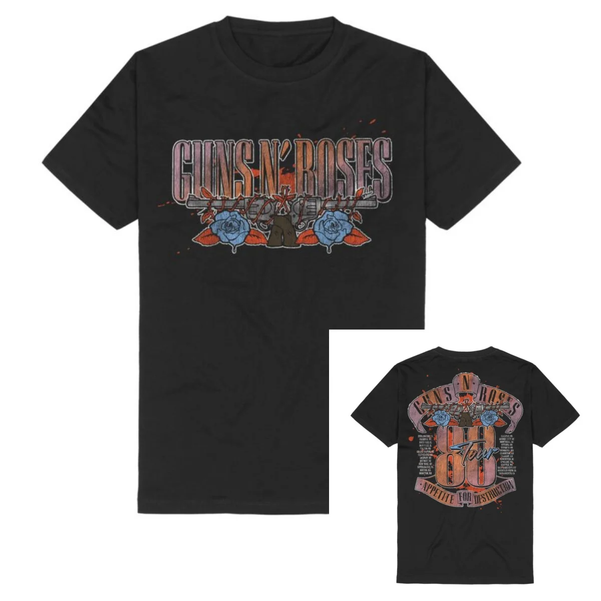Chapeau Haut De Forme Guns N' Roses Band T-shirt Cotton Graphic Tee Men Women Summer Streetwear - view 4