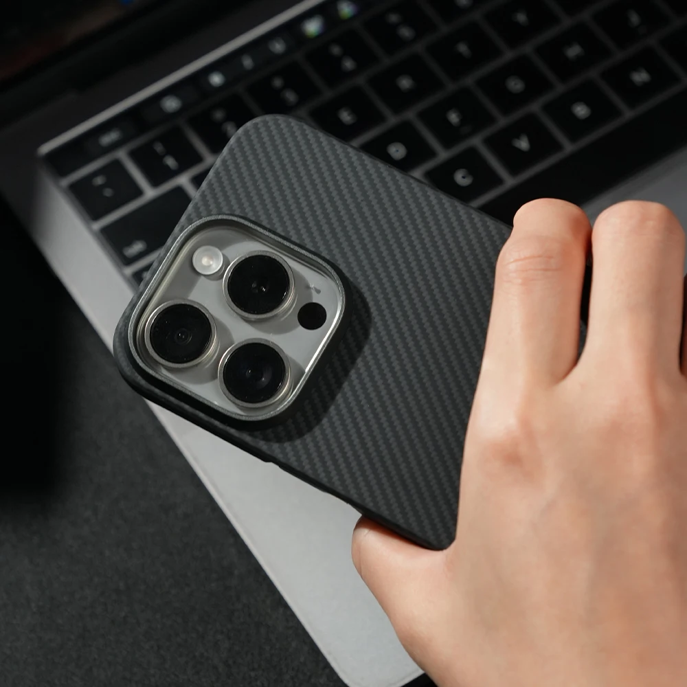 

Magnetic Cover for iPhone 16 Pro Max Aramid Carbon Fiber Case for 16 Pro Max Kevlar Carbon Fiber Cases