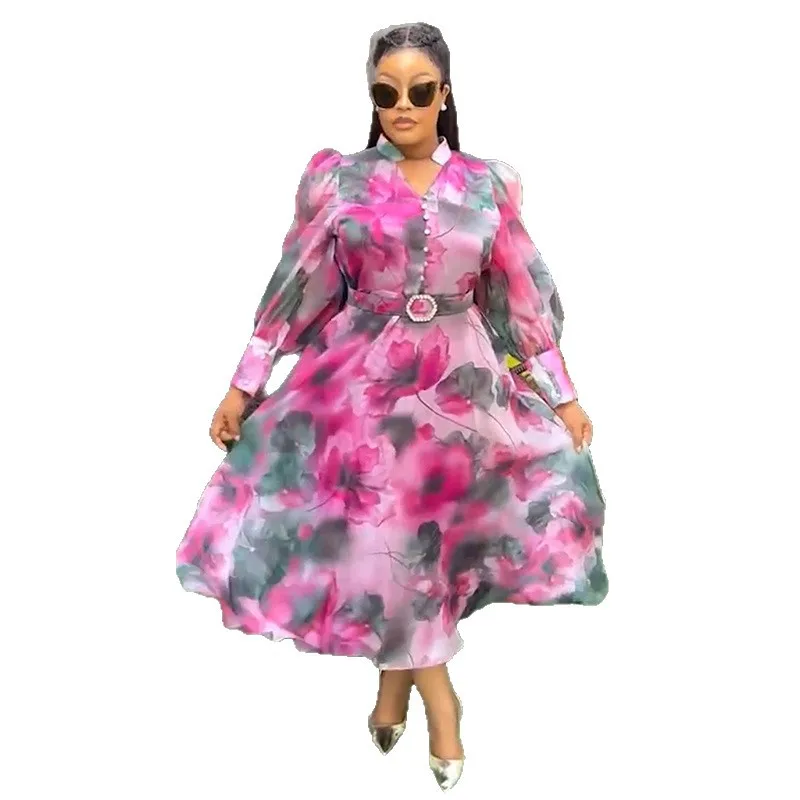 

African Party Dresses For Women 2025 New Fashion Dashiki Ankara Wedding Evening Gown Elegant Turkey Muslim Midi Dress