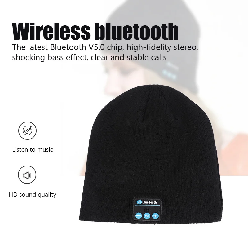 Wireless Bluetooth Headphones Beanie Warm Hat Winter Sport Music Cap Headset with Mic Speaker for Xiaomi Huawei Redmi Iphone