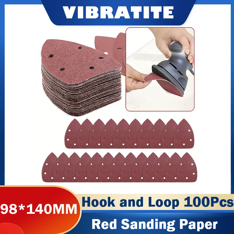 

98X140 мм шлифовальная бумага для мыши, 5 отверстий, 100 шт., ассорти, зернистость 40-1000, оксид алюминия для полировки дерева, мебели, лака поверхности металла