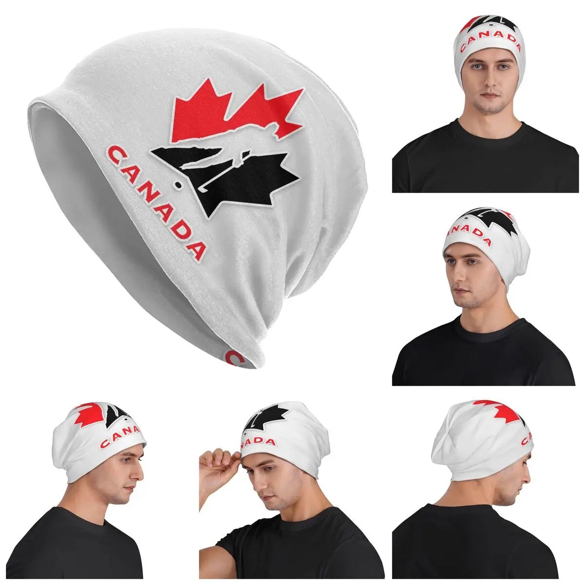 Canada Ice Hockey Sports  Unisex Adult Beanies Caps Knitted Bonnet Hat Warm Fashion Autumn Winter Outdoor Skullies Hats
