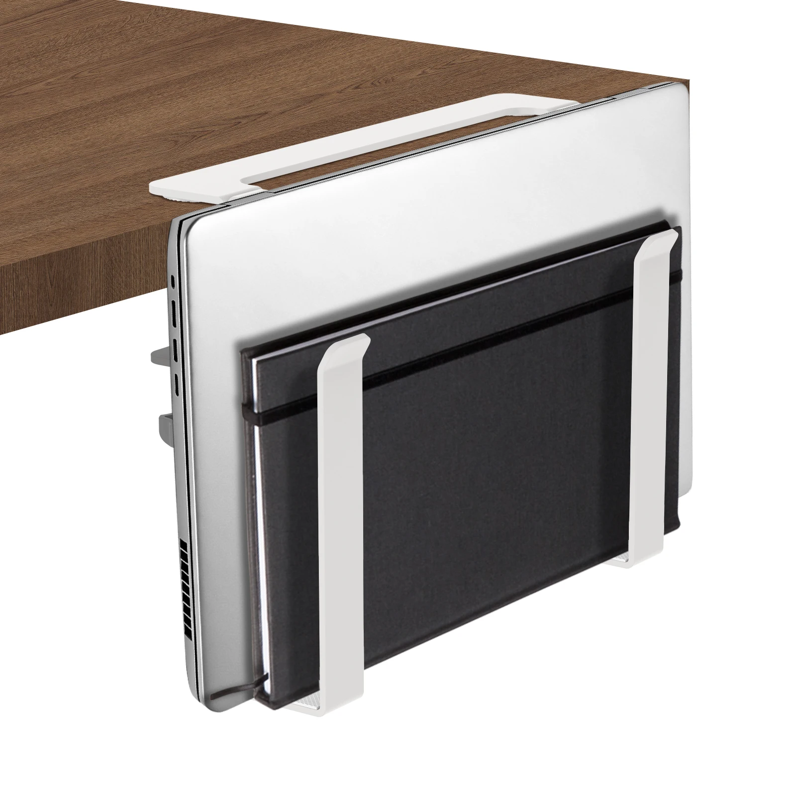 Desk Side Storage Laptop Mount Clamp Hanging Adjustable No Drilling Metal Table Organizer Laptop Holder for Home Office