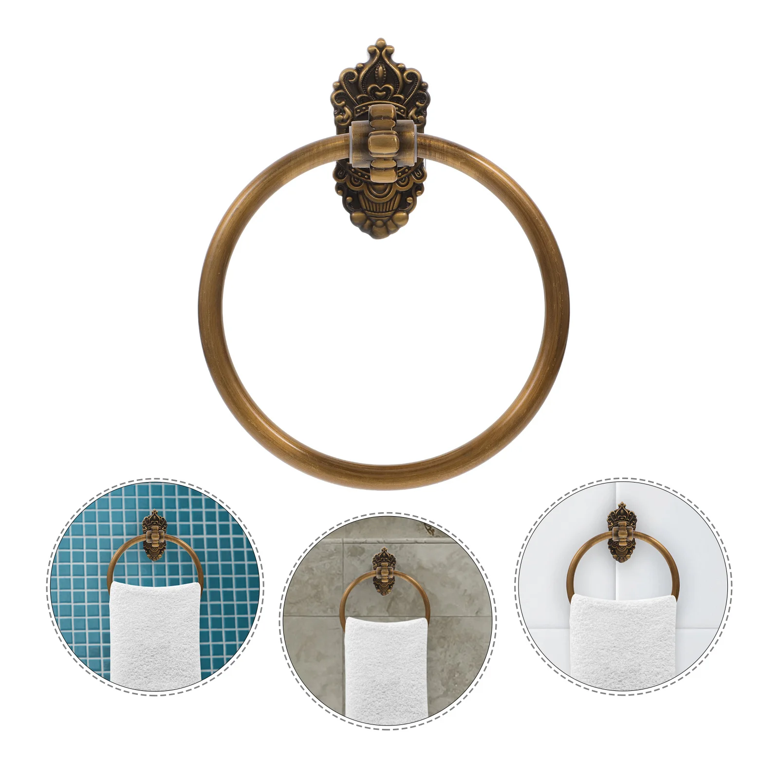 

Vintage Style Wall Mounted Aluminum Hand Towel Holder Decorative Hanging Ring Farmhouse Retro Metal Tissue Holder Napkin Ring