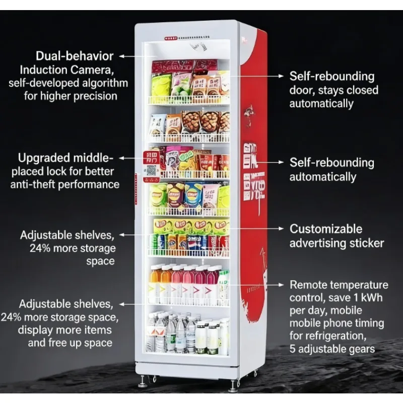 Snack Beverage Vending Machine Touchscreen Air-Cooled Refrigeration Industry Machinery Public Service Equipment