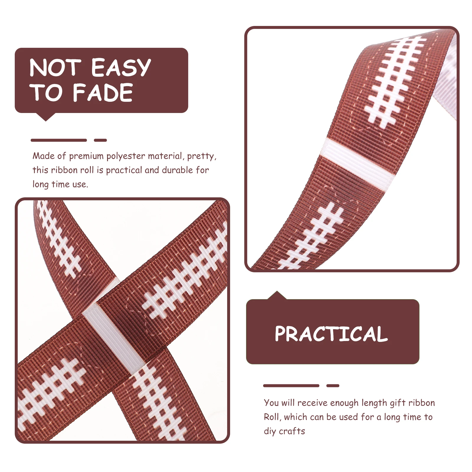 

1 Roll Rugby Pattern Premium Polyester Rolls For Diy Crafts Gift Wrapping Party Decoration Sports Themed Packing Box Wrapping